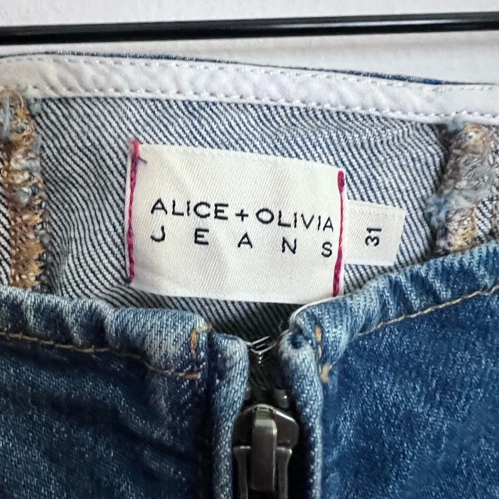 Alice + Olivia Paxton high rise blue denim zipper mini skirt, 31 - Picture 4 of 4